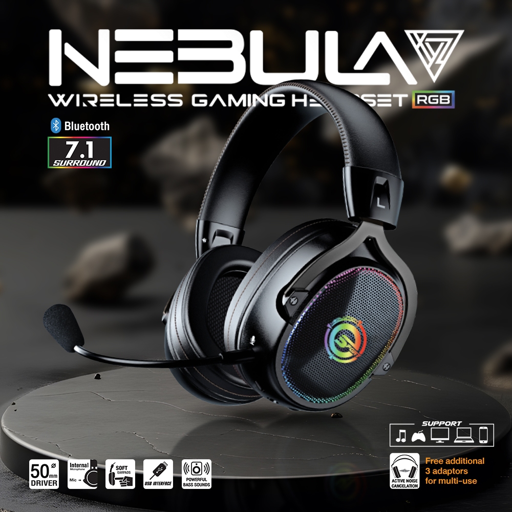 Neolution E-Sport Gaming Headset Nebula Wireless หูฟังเกมมิ่งไร้สาย 7.1 channel Tri-mode ไฟ RGB