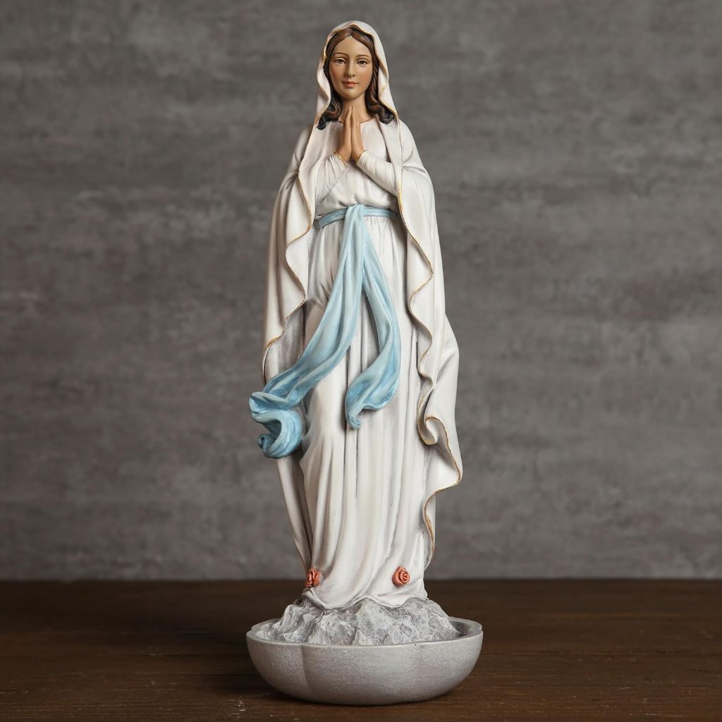 BC Catholic รูปปั้นแม่พระประจักษ์เมืองลูร์ด พร้อมฐานใส่สายประคำ/น้ำเสก สูง 10.2 นิ้ว (Multiple Color) ราคา ถูกที่สุด ดีลบีเคเค