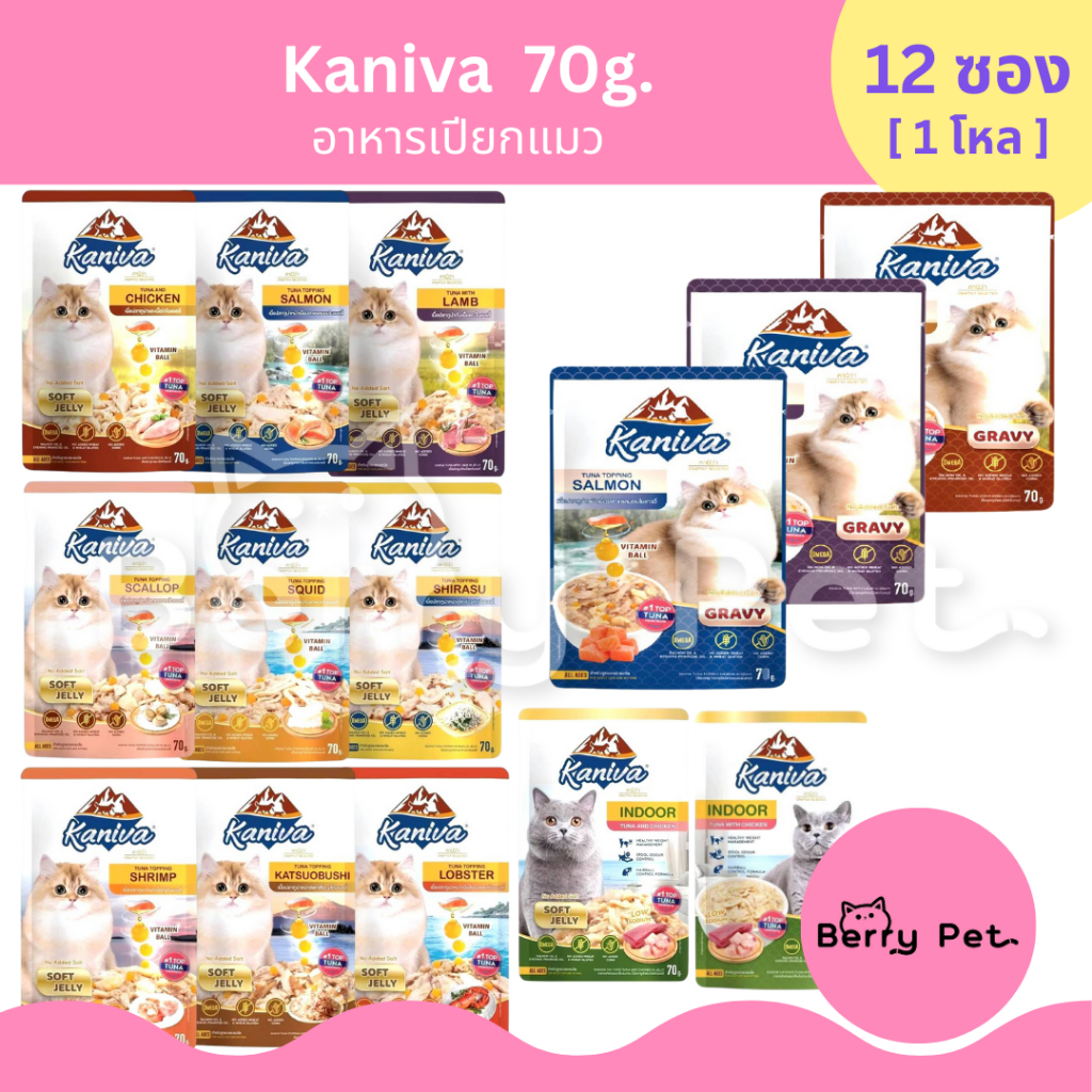 [12ซอง] Kaniva อาหารเปียกแมว เพาซ์ แมว 70g