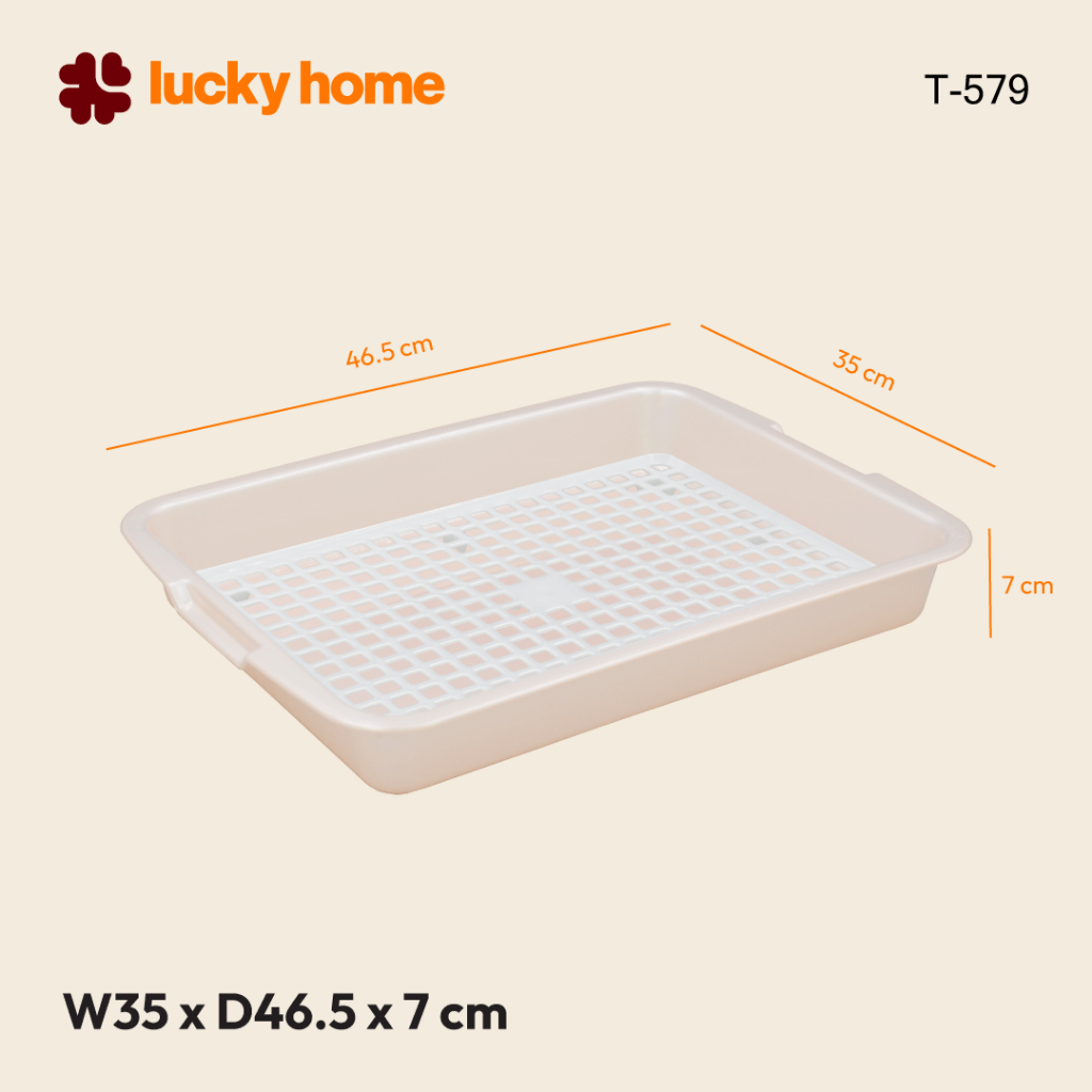 LUCKY HOME ถาดอเนกประสงค์ ที่คว่ำแก้วJUMBO (ถาดเหลี่ยม+ตะแกรง) T-579 ขนาด(วัดจากด้านบน) : 35 x 46.5 x 7 cm - รูปที่ 2