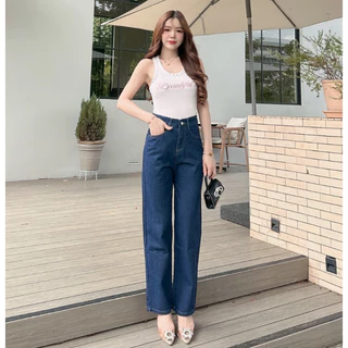 กางเกงกระบอก กางเกงยีนส์เอวสูง ใส่เเล้วดูผอม ขากว้าง เข้ากับทุกสไตล์ หลายสีให้เลือก #11141