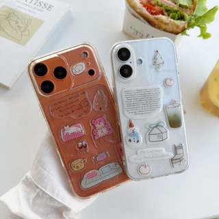 เคสใสกากเพชร+สติกเกอร์3Dนูน เคสใสนิ่ม สำหรับไอโฟน17 PRO max i17 17promax 16 pro max 15 pro max 14 pro max 11 12 13 17air