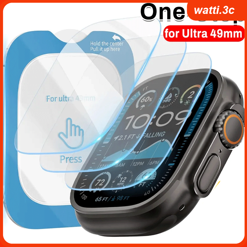 ฟิล์มกระจกนิรภัยสำหรับ Apple Watch Ultra 2 49 มม. พร้อมเครื่องมือจัดตำแหน่ง ฟิล์มกันรอยหน้าจอ HD สำหรับ iWatch Ultra 49
