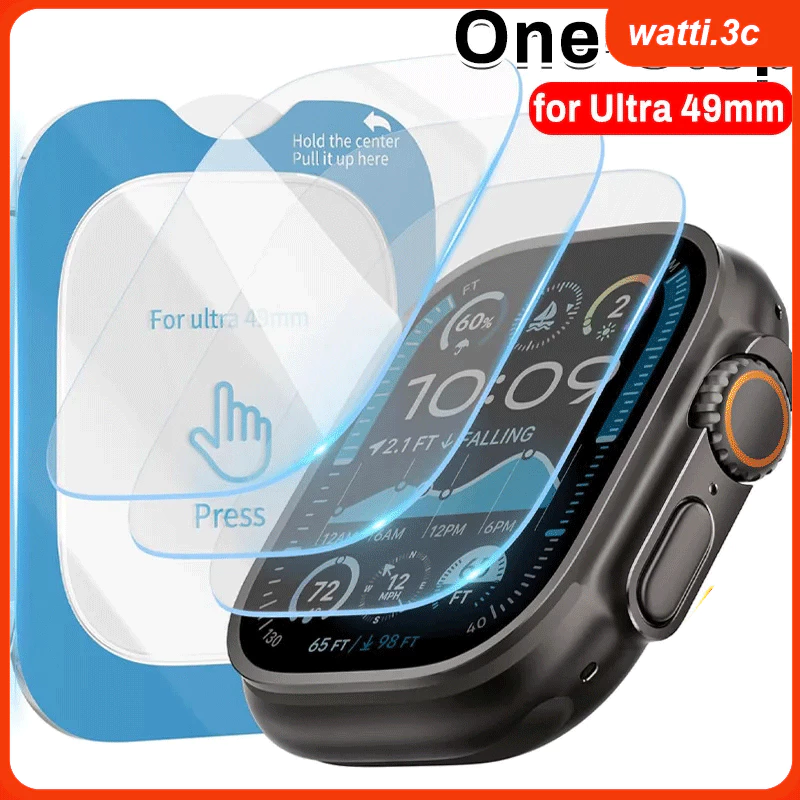 ฟิล์มกระจกนิรภัยสำหรับ Apple Watch Ultra 2 49 มม. พร้อมเครื่องมือจัดตำแหน่ง ฟิล์มกันรอยหน้าจอ HD สำหรับ iWatch Ultra 49