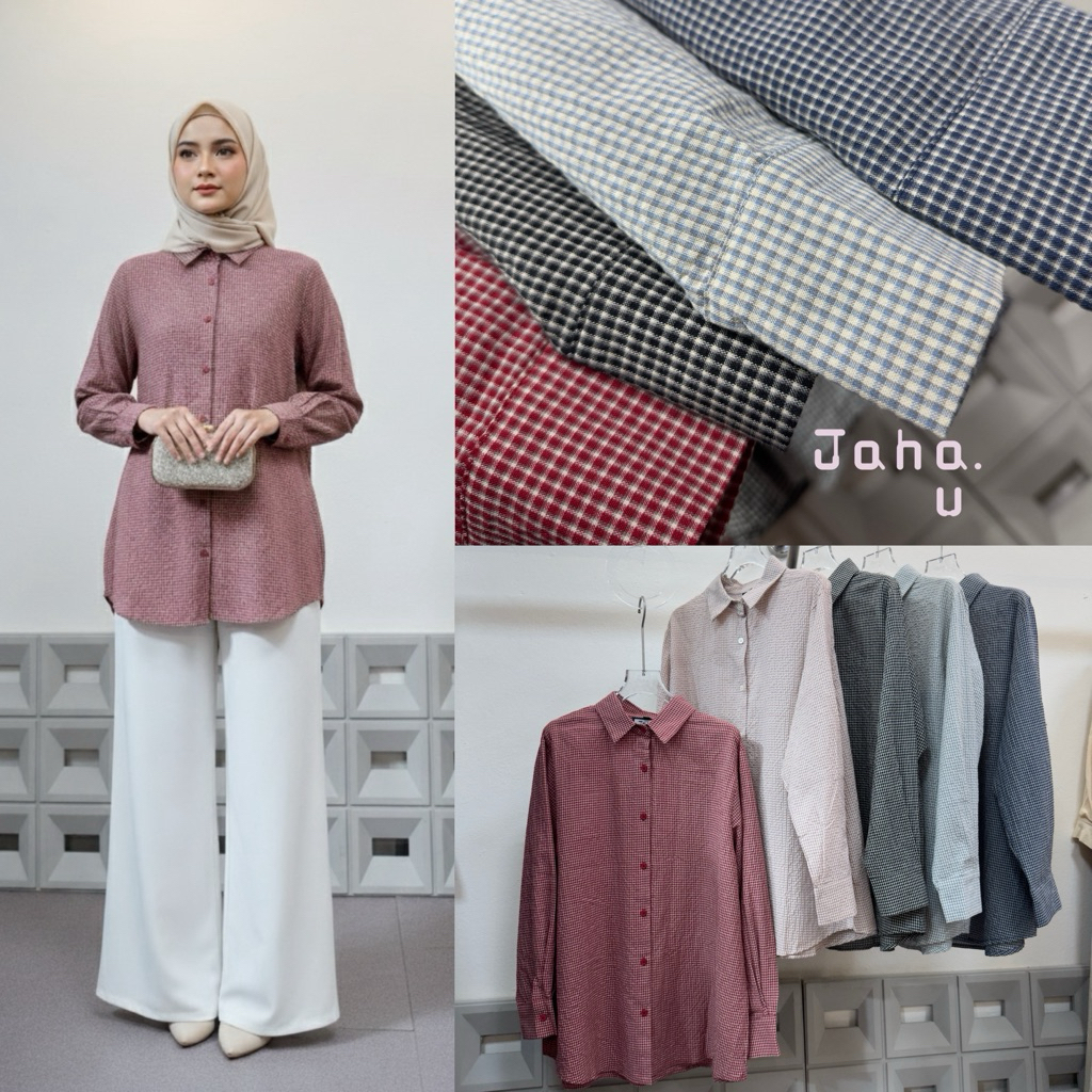 NEW •พร้อมส่ง• SHIRT เสื้อเชิ้ตลายสก็อต คอปก กระดุมหน้ายาว มี5สี ใส่ได้ทุกวัย