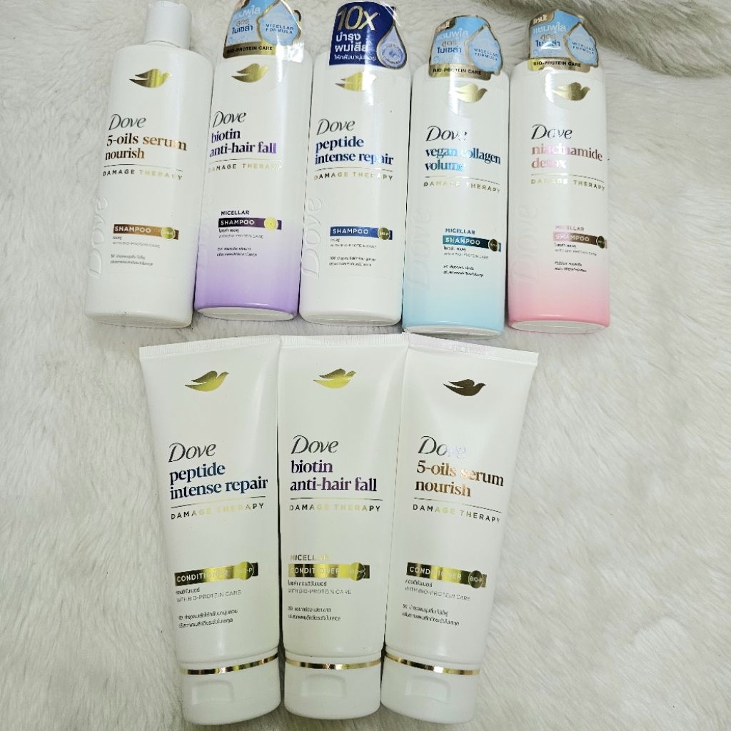 1 ขวด แชมพู โดฟ ครบแบบ เลือกได้ บำรุง ฟื้นฟูผม ปกป้อง dove shampoo nourish damage dry hairs reduce 120ml micellar
