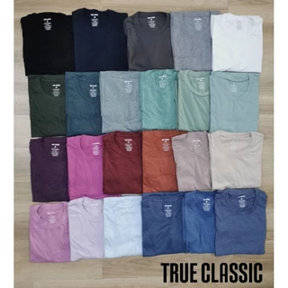 🔥เติมสต็อค ใหม่🎉เสื้อยืดคอกลมสีเอิร์ทโทน 19 สี True Classic Premium Crew Neck Short Sleeve T-Shirt(เอิร์ทโทน)