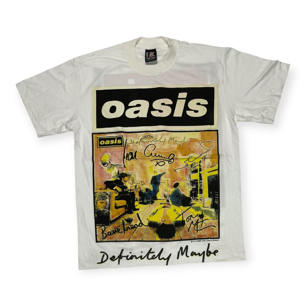 เสื้อวง Oasis "Definitely Maybe" 90s Britpop Vintage Style