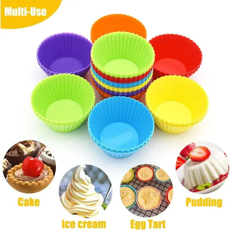 พร้อมส่ง แม่พิมพ์เค้กซิลิโคน 12 ชิ้นสุดฮิต แม่พิมพ์เค้กแมฟฟินขนาดเล็ก DIY สุดคุ้ม