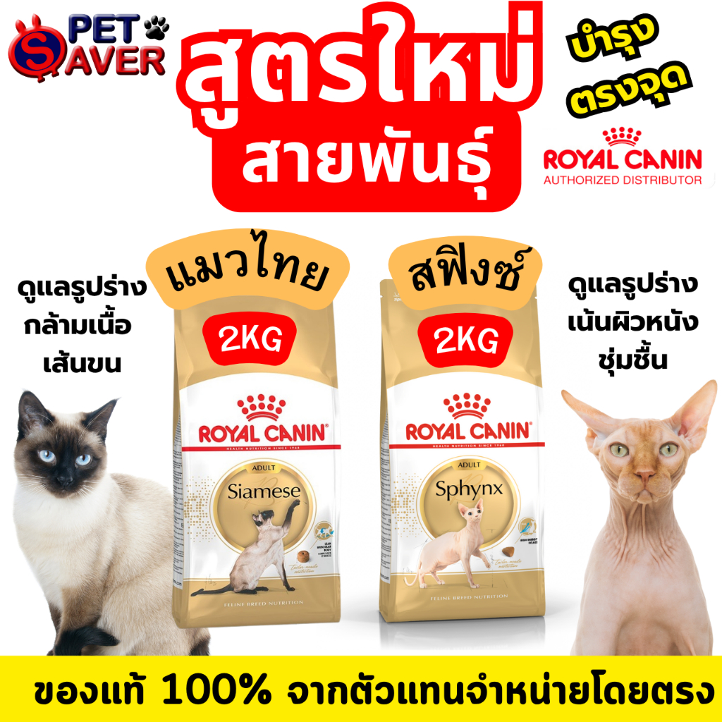 Royal Canin Siamese ,Sphynx  แมว ไทย , สฟิงซ์  2kg บำรุงตรงสายพันธ์ เหมาะกับลักษณะเฉพาะของสายพันธุ์
