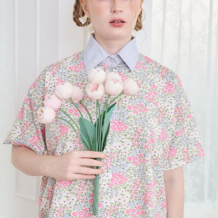 Hello Sunshine Set - ชุดเซต Shirt + Skort - Pastel Fleur ชุดพิมพ์ลายเฉพาะแบรนด์