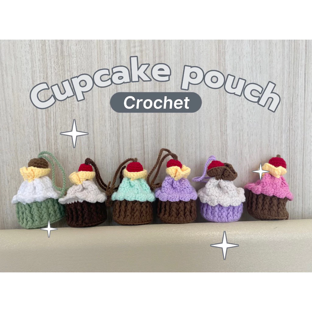 กระเป๋าไหมพรมถัก น้องคัพเค้ก🧁ใส่หูฟังairpod ใส่เหรียญ #ของขวัญ #handmade
