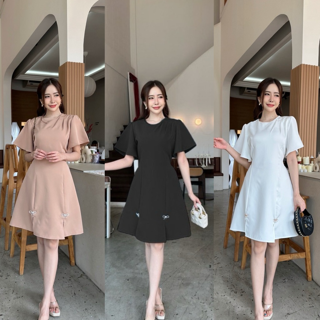 c96 YAYA เดรสแขนระบายมีเข็มกลัดน่ารักๆMabel