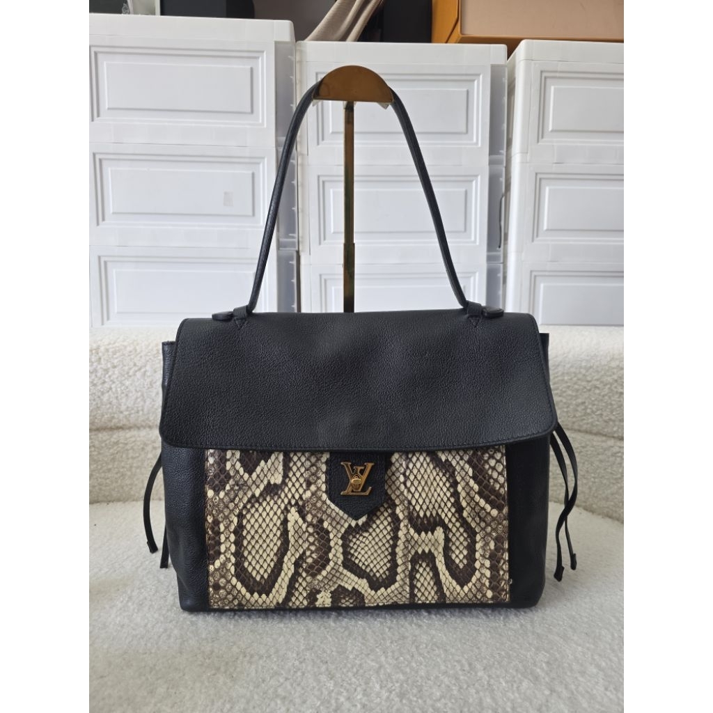 LV LOCK ME PYTHON MM Monogram Shoulder Exotic Handbag y14