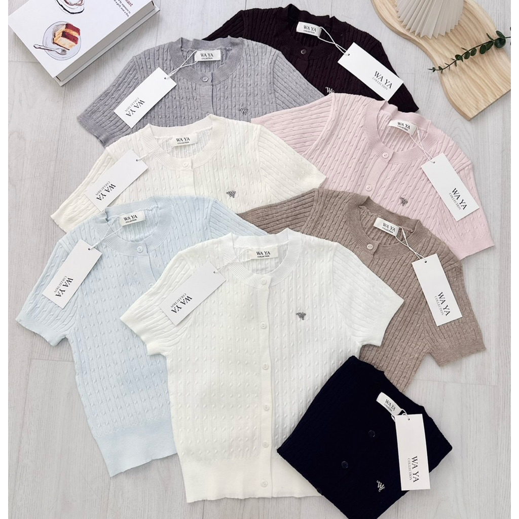 WA YA เสื้อคาร์ดิแกนแขนสั้น