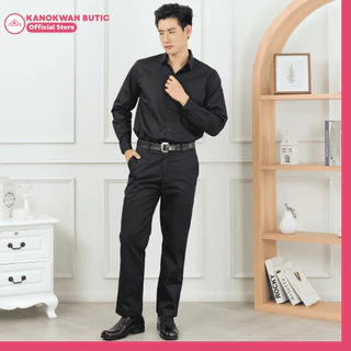 เสื้อเชิ้ตชาย สีดำ แขนยาว