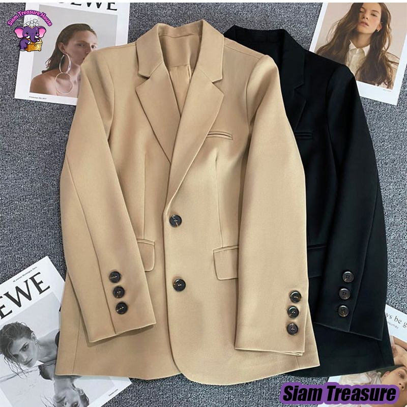เบลเซอร์ทรงสวยหรูสไตล์เกาหลี ความยาวปานกลาง กระดุมแถวเดียว 2026 เบลเซอร์ทรงสวยหรูสำหรับผู้หญิง มีสไตล์ และสะดวกสบาย