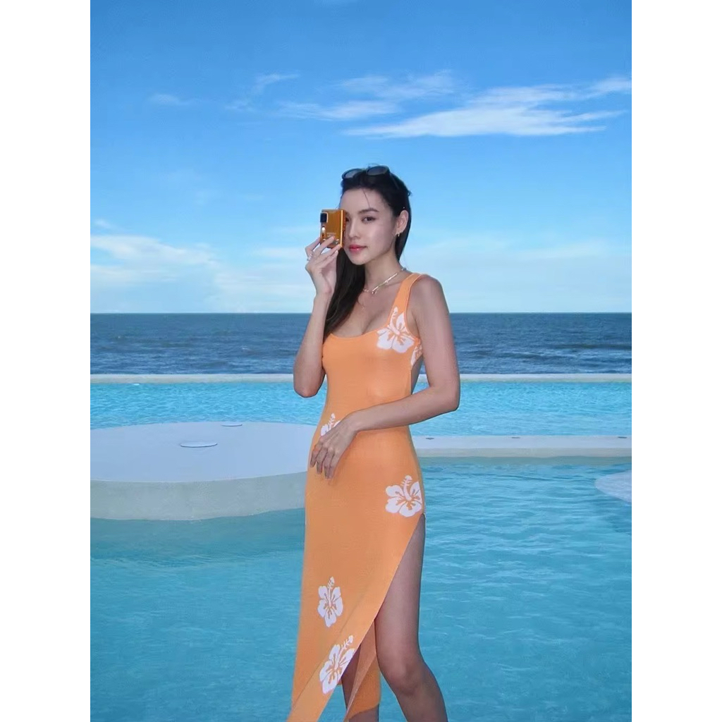 gigibeachbabes | hawaiian knit dress สีส้ม