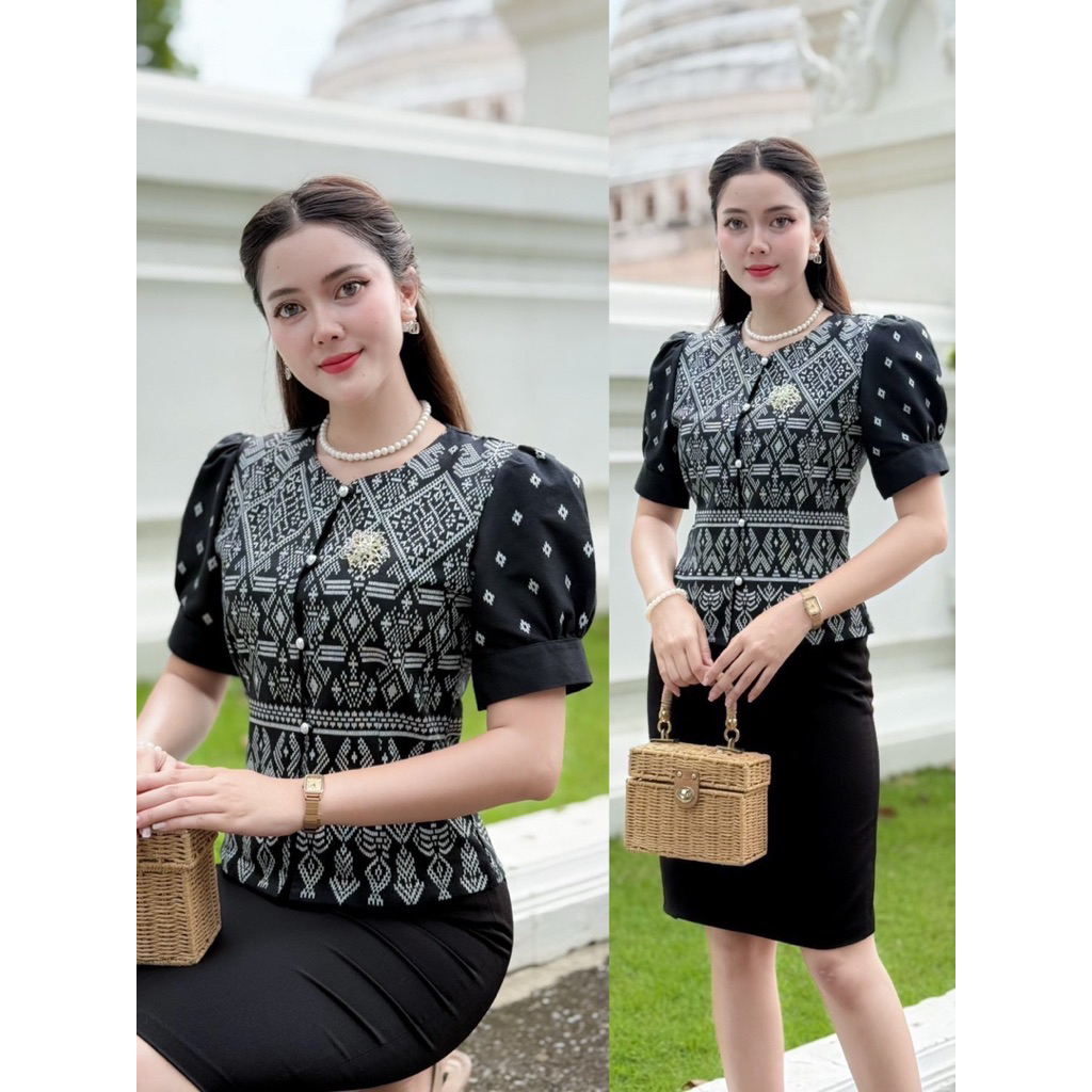 PIRA DRESS เสื้อพิมพ์ลายสีดำ งานสวย ใส่สบาย