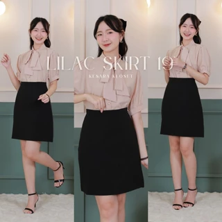 กระโปรงทำงานแฟชั่น ทรงเอ ยาว19'' Lilac Skirt (เหมาะกับคนมีสะโพก)