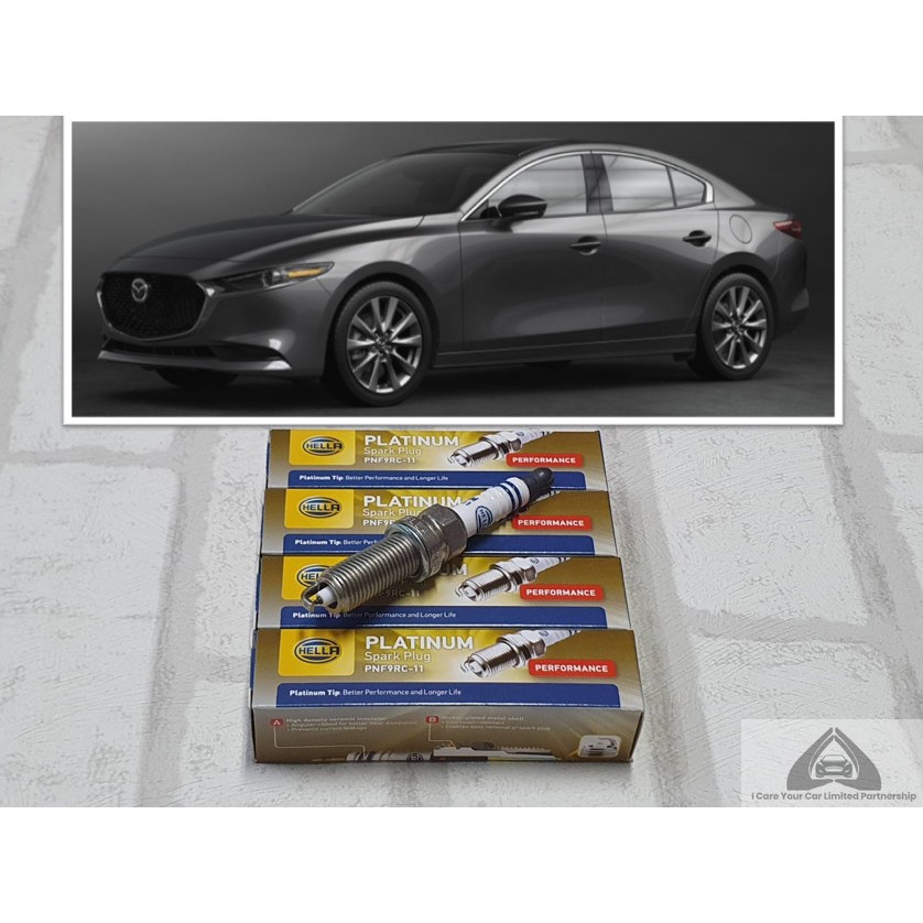 หัวเทียน แพลทตินัม Mazda 3 BP ( ตั้งแต่ 2018 - ) จำนวน 4 หัว ระยะใช้งาน 60000 กม : Hella PNF9RC-11