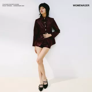 womenager - Railey Original สี Black รองเท้าหัวแหลมเปิดส้น