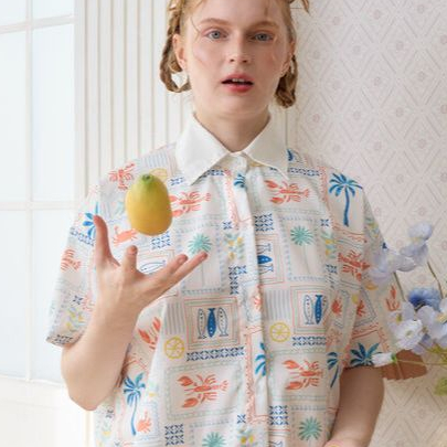 Hello Sunshine Set - ชุดเซต Shirt + Skort - Sailor Lobster ชุดพิมพ์ลายเฉพาะแบรนด์