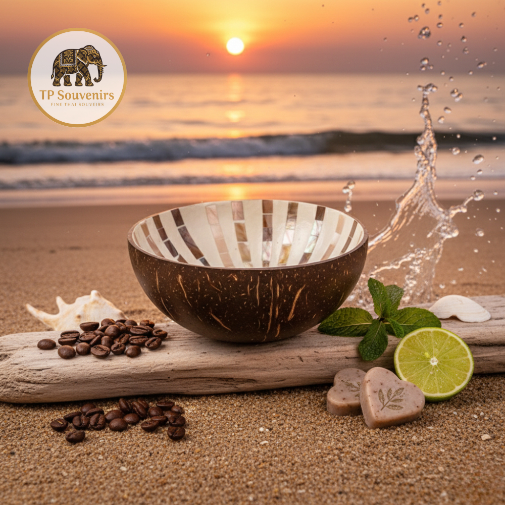 กะลา Coconut Bowl หอยมุกขาว ราคา ถูกที่สุด ดีลบีเคเค แกลเลอรีภาพที่ 2