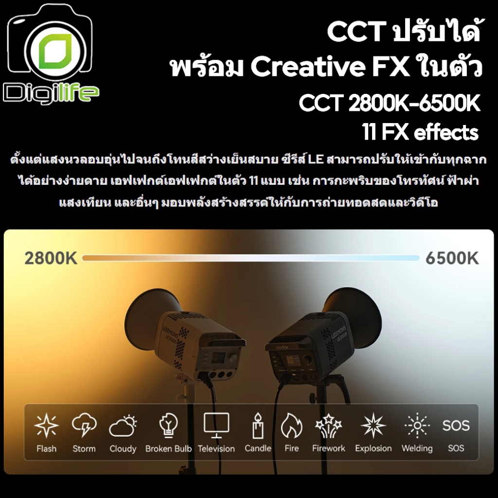 Godox LED LE200Bi, LE300Bi, LE600Bi Litemons Bi-Color - Bowen Mount  / Digilife Thailand - รูปที่ 2