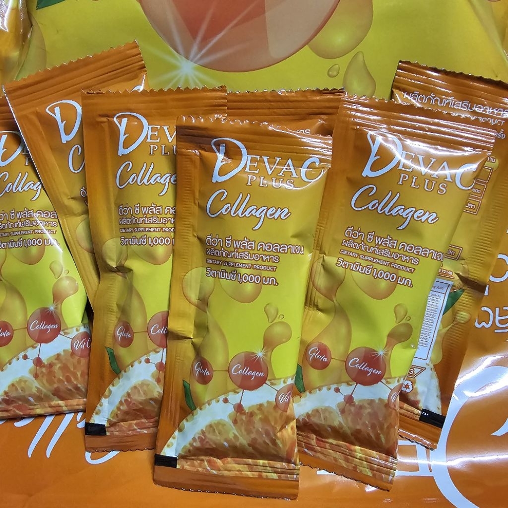 1 ซอง ผลิตภัณฑ์เสริมอาหารตรา ดีว่า วิตามินซี คอลลาเจน กลูต้า Deva C1000mg  plus collagen gluta 10g