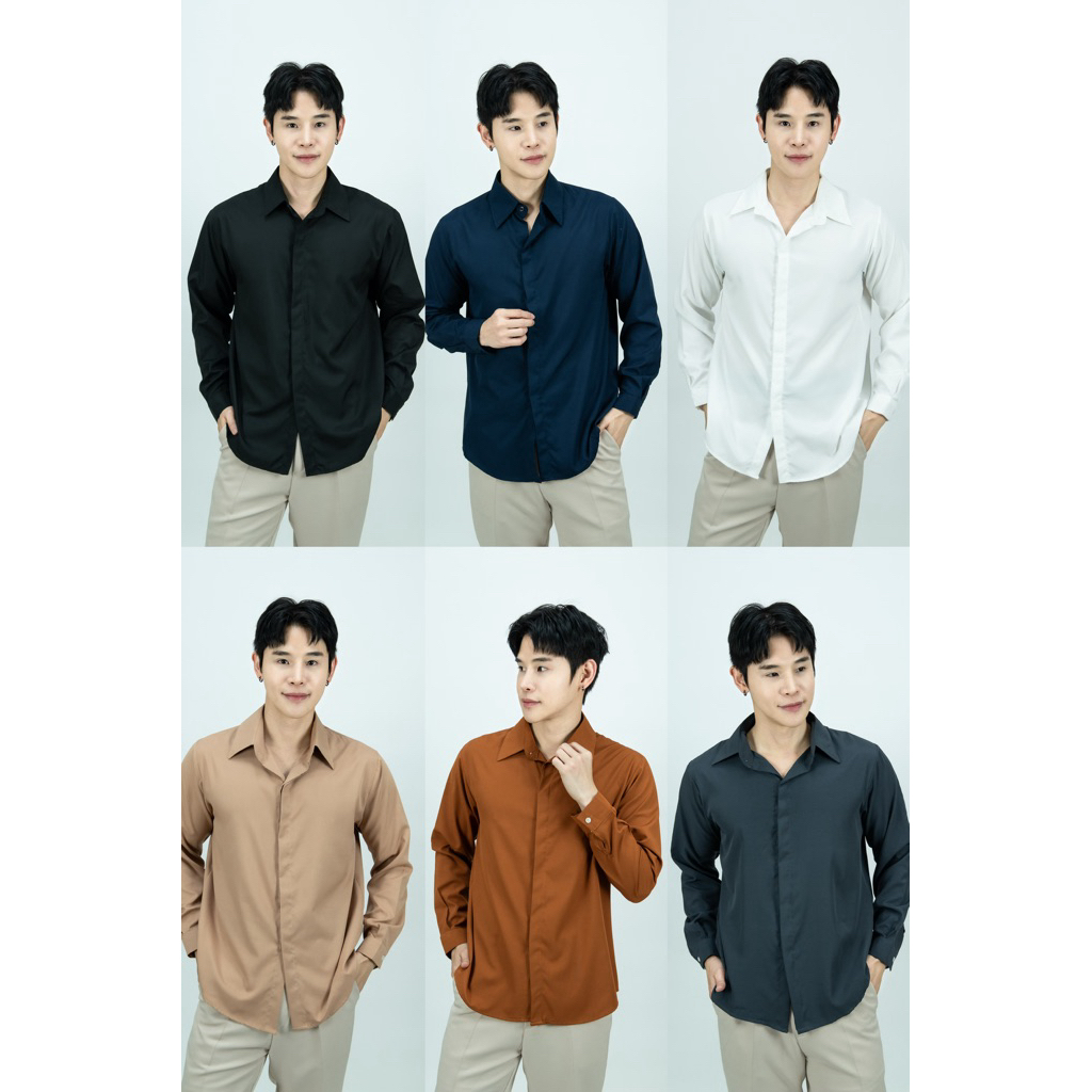 เสื้อเชิ้ตแขนยาว S5 สไตล์เกาหลี สาบซ้อน: ความเนี้ยบที่ลงตัวทุกโอกาส