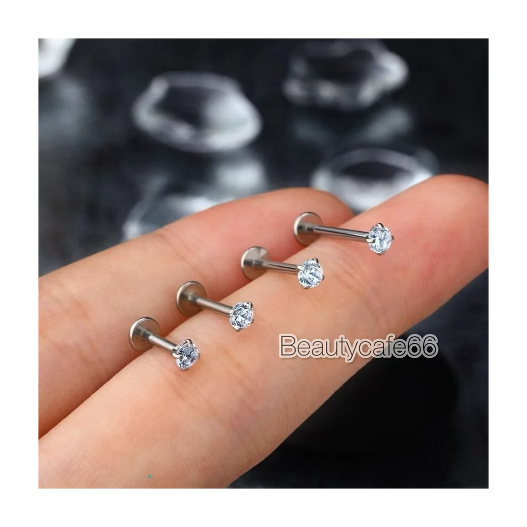 NZ03 (1ชิ้น) จิวหูก้าน 0.8 ยาว 4/6/8 mm. stainless 316L จิวสแตนเลสแท้ จิวปาก