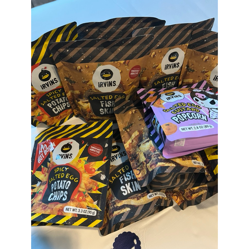 IRVINS หนังปลา/ มันฝรั่ง / ป๊อปคอร์น ทอดกรอบเคลือบไข่เค็ม หิ้วจากสิงคโปร์ พร้อมส่ง