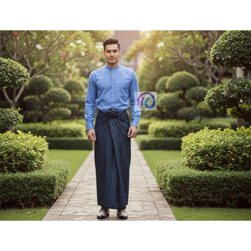 SA – set 1- 80 โสร่ง ผ้านุ่ง  ผู้ชายพม่า โสร่งพม่า โสร่งผ้าฝ้าย ทอลาย ผ้าหนาปานกลาง ใส่ดิ้นทอง สวมใส่สบาย ราคา ถูกที่สุด ดีลบีเคเค แกลเลอรีภาพที่ 2