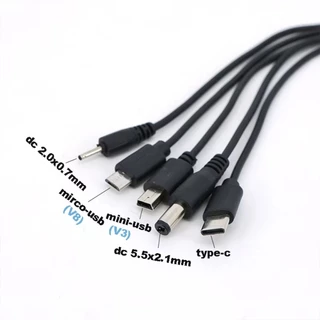 ของมาใหม่！สายชาร์จ USB แบบ5 in 1 เป็น DC 5.5/4.0/3.5/2.5/ 2.0mm .หัวกลม ยาว20CM สำหรับเครื่องใช้ไฟฟ้าขนาดเล็ก