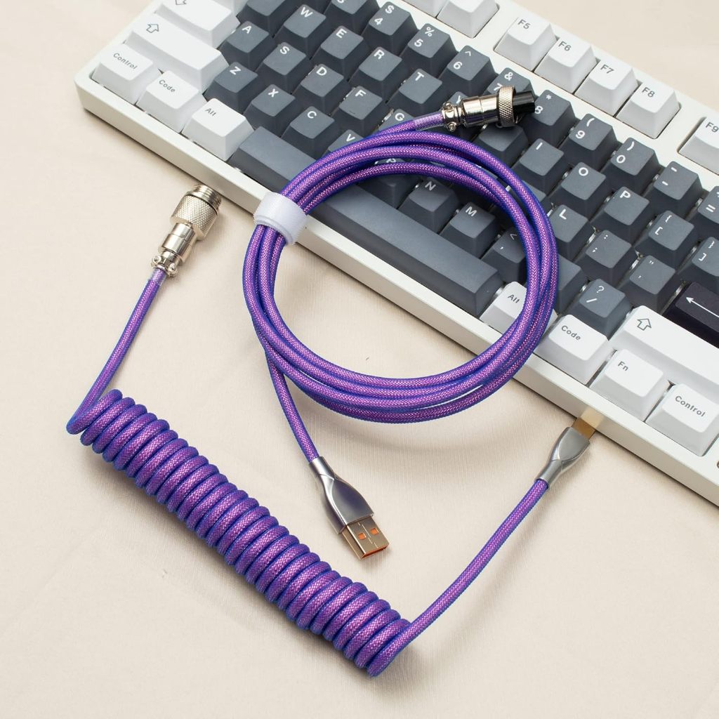 Custom Coiled Cable Type-C สายเคเบิลคีย์บอร์ด Aviator สายขดสายถักต่อแยก สำหรับคีย์บอร์ดกล - รูปที่ 7