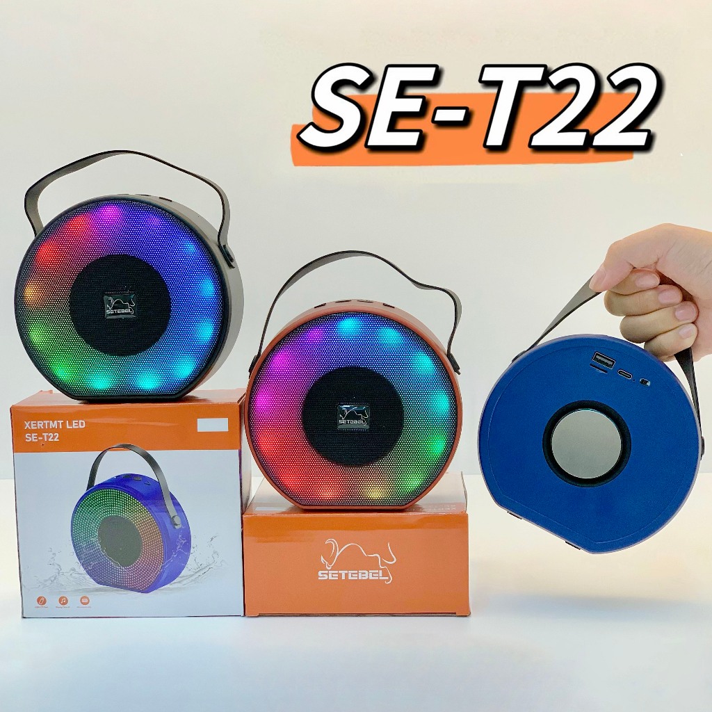 【8W】ลำโพงบลูทูธเล็ก SE-T22 เบสหนักพิเศษ ไฟ RGB สวยงาม เชื่อมต่อได้หลายทาง บลูทูธ USB AUX TF Card