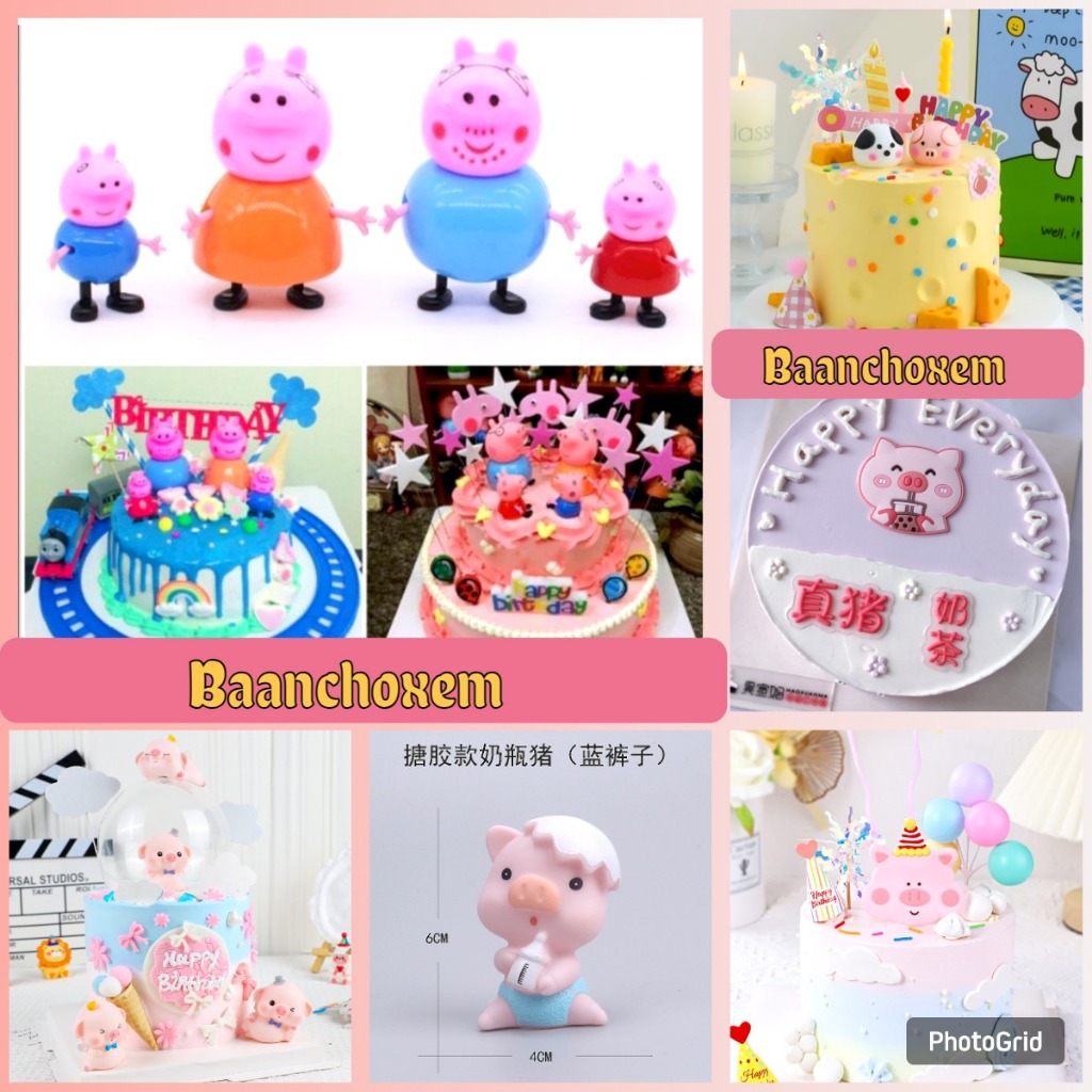 โมเดลตกแต่งเค้ก หมูชมพู หมูนอน โมเดลหมูตกแต่งเค้ก มินิมอลหมู peppapig