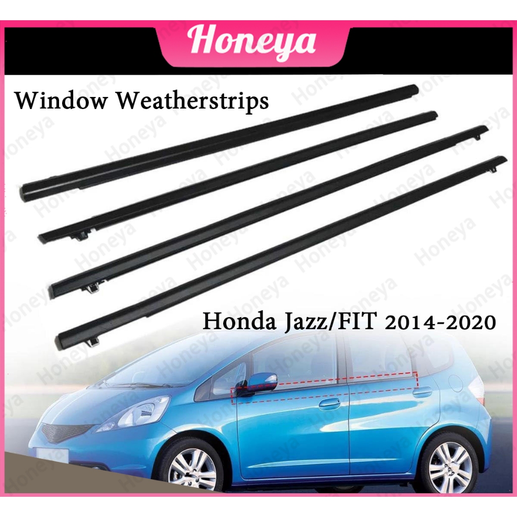 A set คิ้วรีดน้ำประตู คิ้วรีดน้ำขอบกระจก Honda JAZZ 2014-2023 ยางรีดนำ้ขอบกระจก ยางรีดน้ำ ยางรีดน้ำนอก weather strip