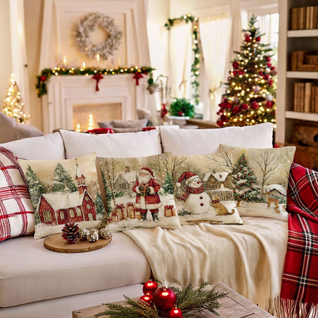 🏷️[Home] ♡  ปลอกหมอน หมอนอิง นุ่มนิ่ม ทรงสี่เหลี่ยม ขนาด45x45 ซม. สําหรับตกแต่งบ้าน โซฟา ตกเเต่งเทศกาลคริสมาส