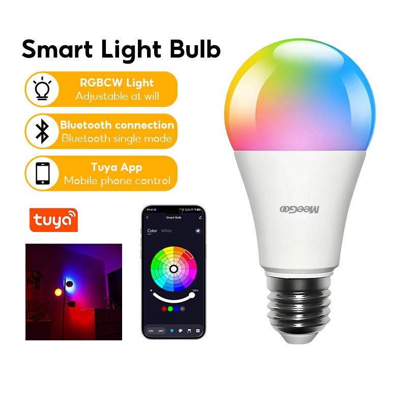 MeeGoo หลอดไฟอัจฉริยะ ที่ควบคุมด้วยเสียงผ่าน Alexa Tuya ปรับความสว่างอุณหภูมิสี Smart Light Bulb