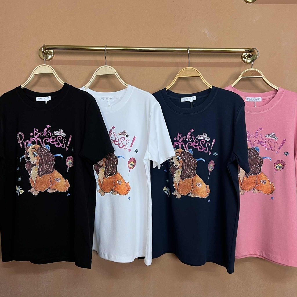 เสื้อยืดป้ายPOPSHOP รุ่น น้องหมาเลดี้ อก40"-46" ยาว27“