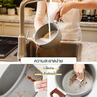 Terra Craftหม้อซุป หม้อนม16/18/24/26cmทำจากหินสาลี ทอดอาหารได้ไม่ติดหม้อค่ะฟังก์ชันไม่ติดหม้อ เหมาะสำหรับเตาแก๊สเท่านั้น