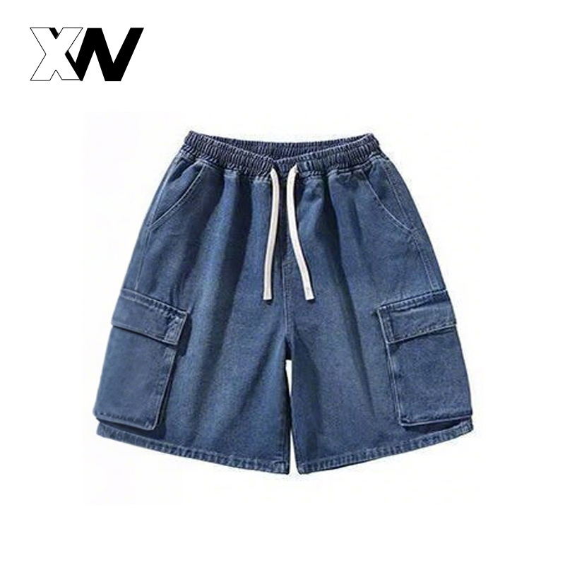 XWbrand   คาร์โก้ยีนส์ขาสั้นสีดำ ดีไซน์เรียบเท่ ทรงหลวมใส่ง่าย สบายตัวสุด ๆ พร้อมส่งจากไทย