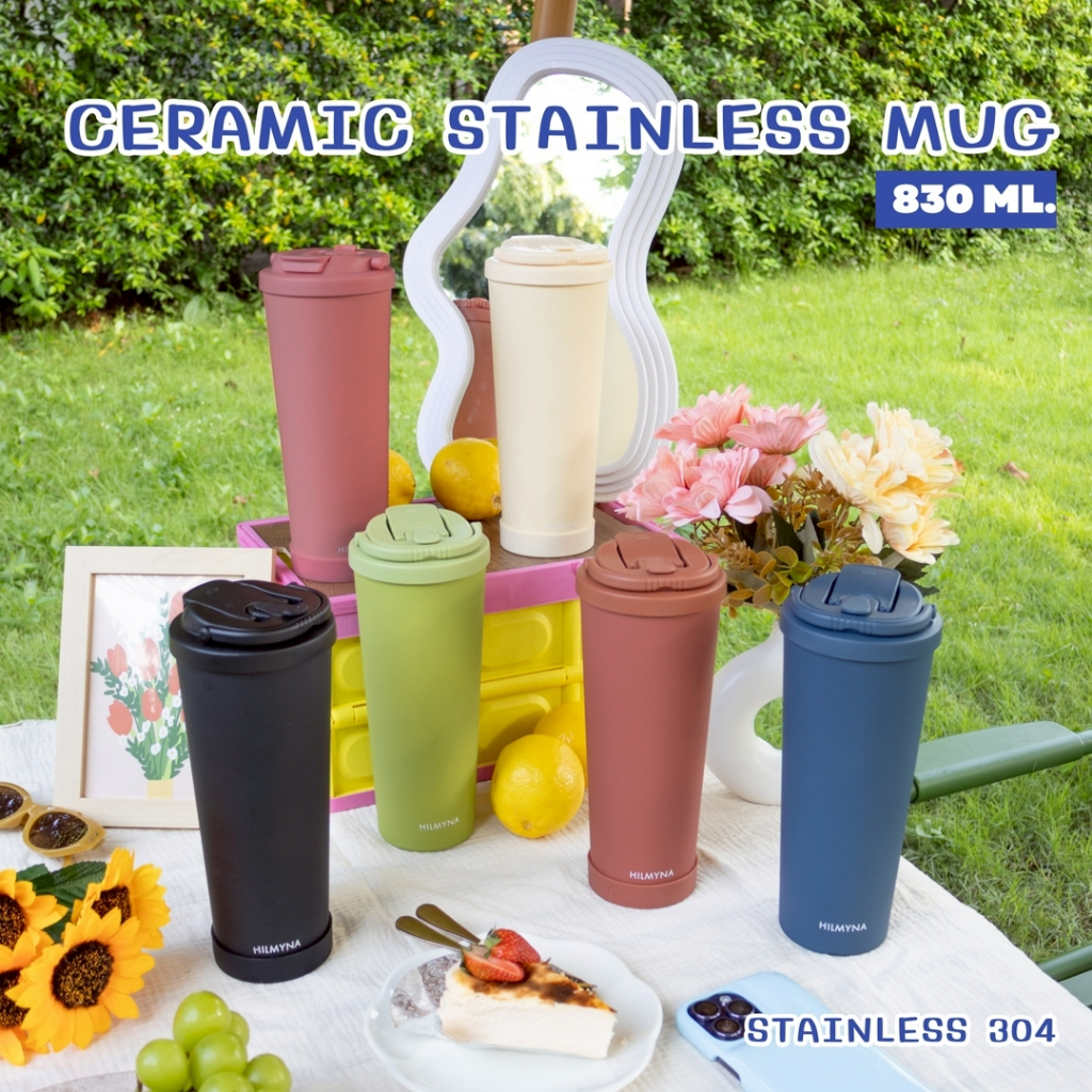 แก้วสแตนเลสเก็บความเย็น/ร้อน เคลือบเซรามิก HILMYNA 830 ml