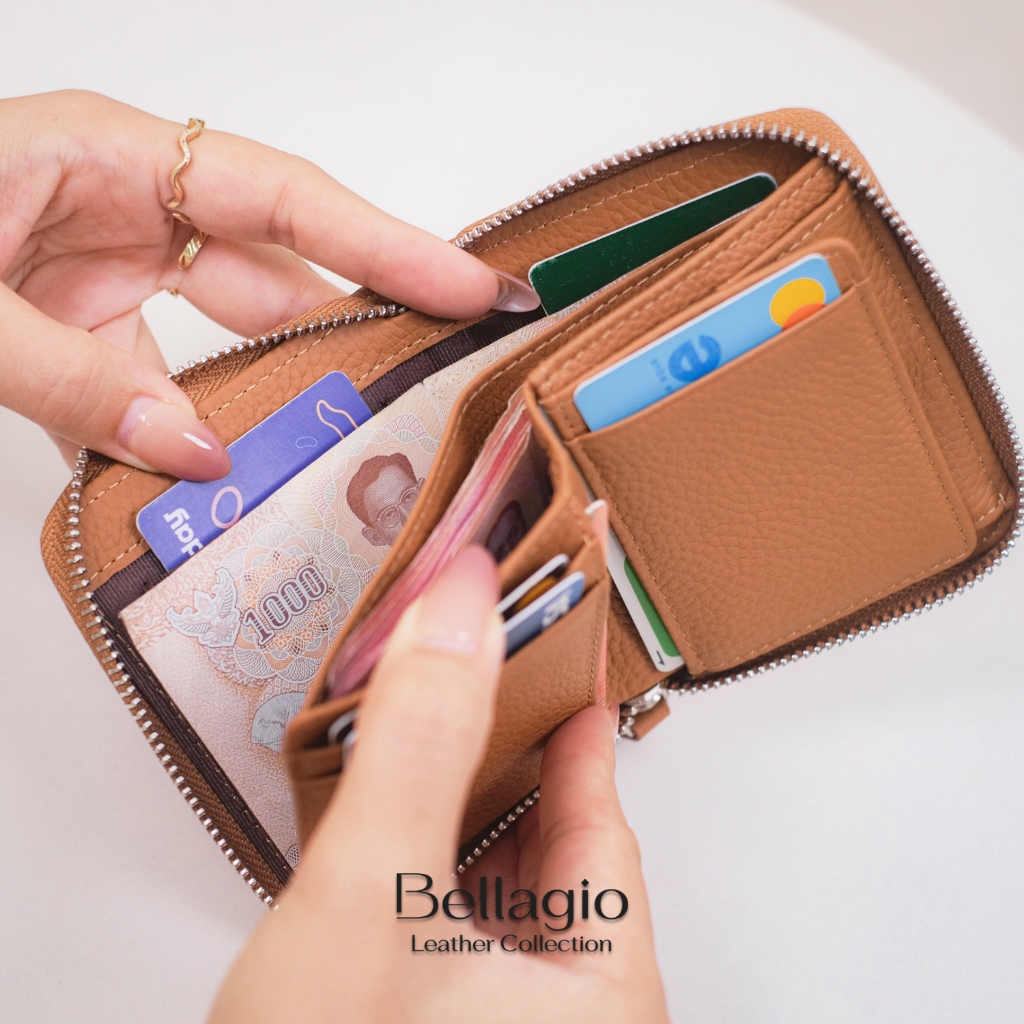 Bellagio รุ่น Mora Zipper Wallet กระเป๋าสตางค์หนังวัวแท้ซิปรอบ สไตล์โมเดิร์นคลาสสิค (New 2026) รูปที่ 5