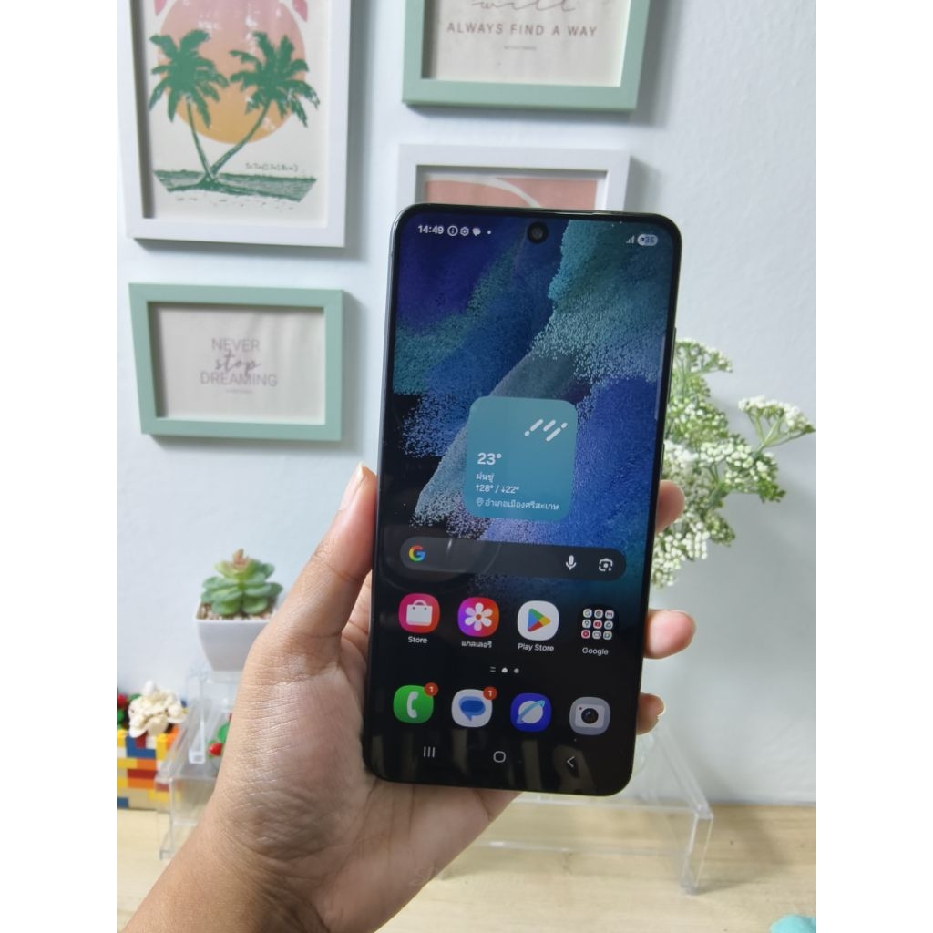 Samsung S21 FE 5G แรม 8 รอม 128 GB  จอไม่แท้ สแกนนิ้วไม่ได้ สแกนหน้าได้  ความเร็ว 2.84 GHz แอนดรอยด์