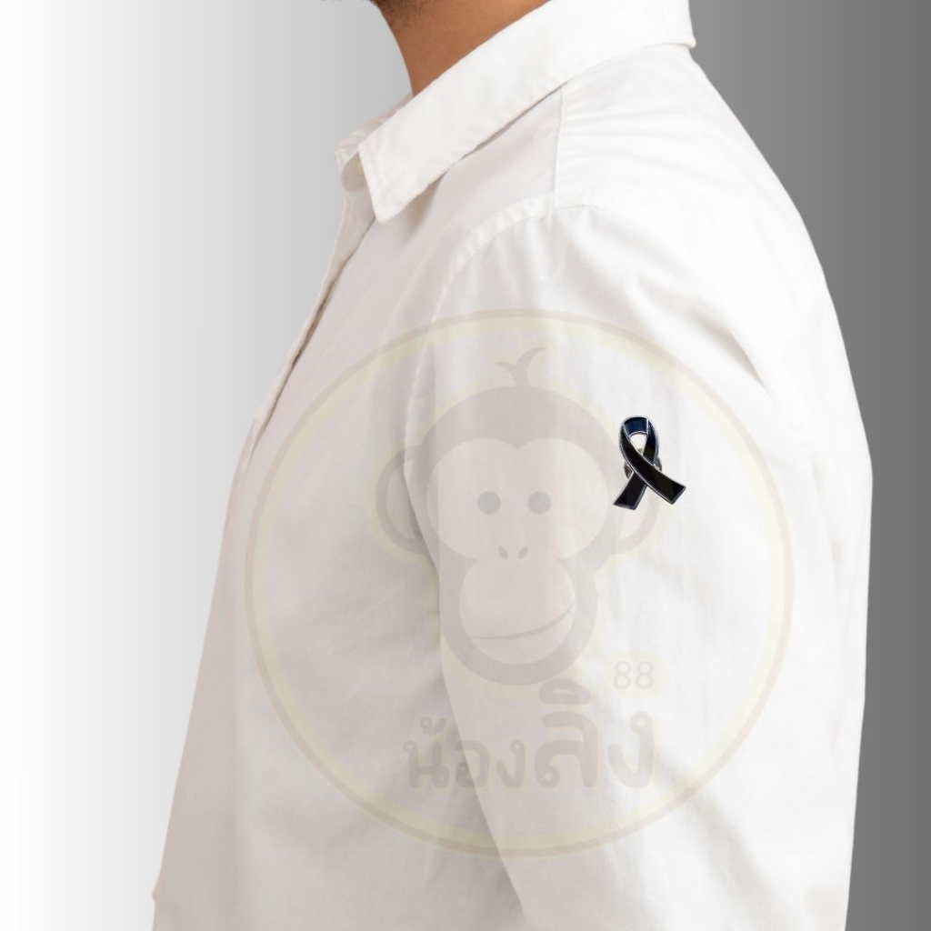 เข็มกลัดริบบิ้น รูปโบว์ เข็มกลัดติดเสื้อไว้อาลัย โบว์ขาวดำ โบว์ไว้ทุกข์ พร้อมส่ง - รูปที่ 4