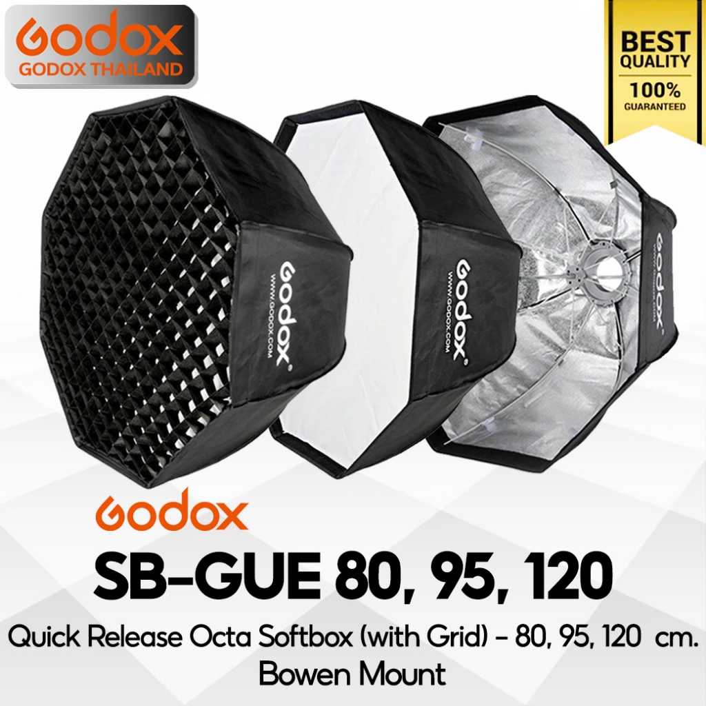 Godox Softbox SB-GUE 80, SB-GUE 95, SB-GUE 120 cm. Quick Release Octa Softbox - With Grid - Bowen Mount