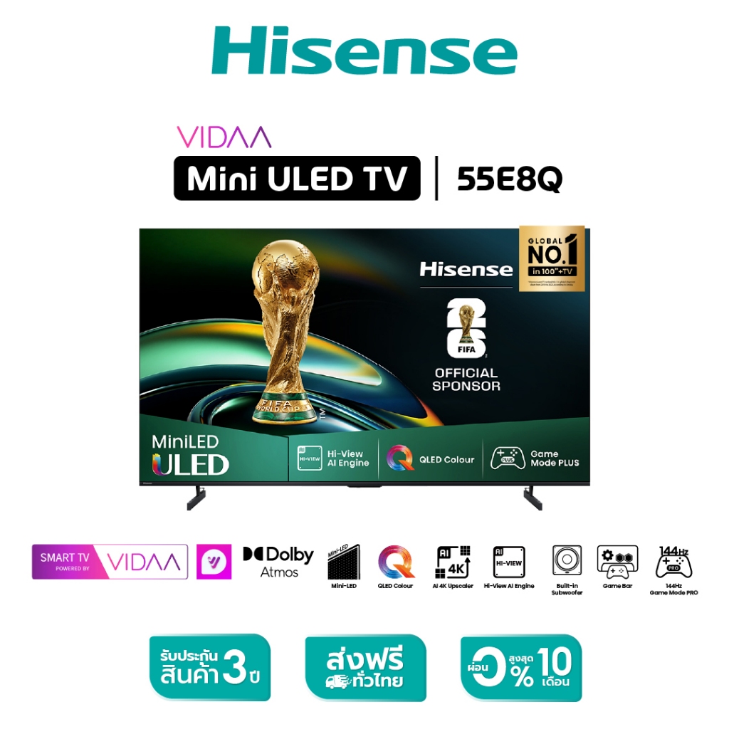 [New 2025] Hisense TV 55 '' E8Q | ULED MiniLED Smart TV 4K 144 Hz